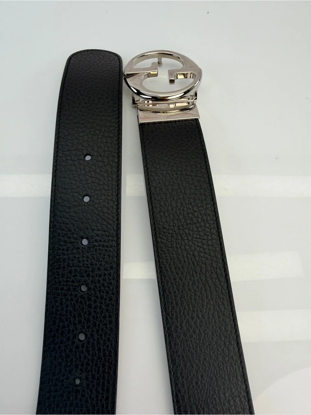 Authentic Gucci GG Interlocking Reversible Brown Black Leather Belt 450000 36”